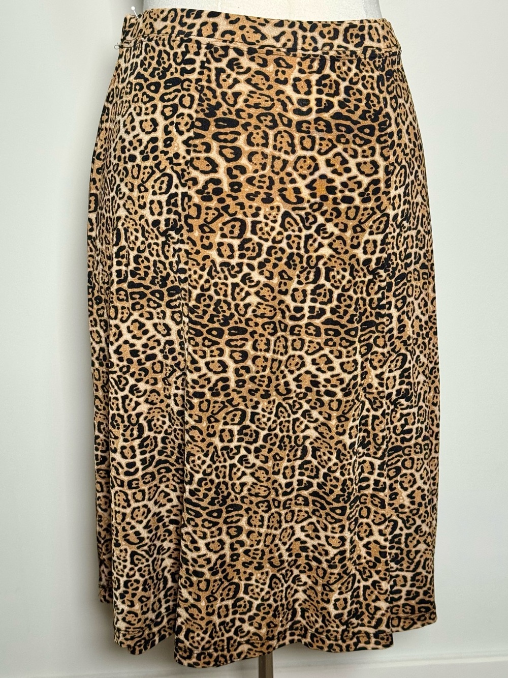 Jaclyn Smith Leopard Print A-Line Skirt Stretchy Slinky Sexy Animal Print M